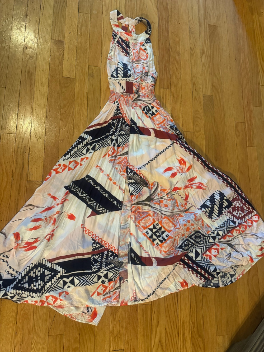 Abel The Label Open Back Halter Maxi Dress Large Boho Resort Anthropologie B6 - Picture 14 of 16